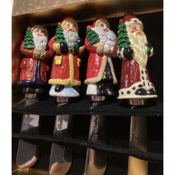Christopher Radko Hand Painted “Home For The Holidays” Santa Cheese Pate Knives - Picture 4 of 7